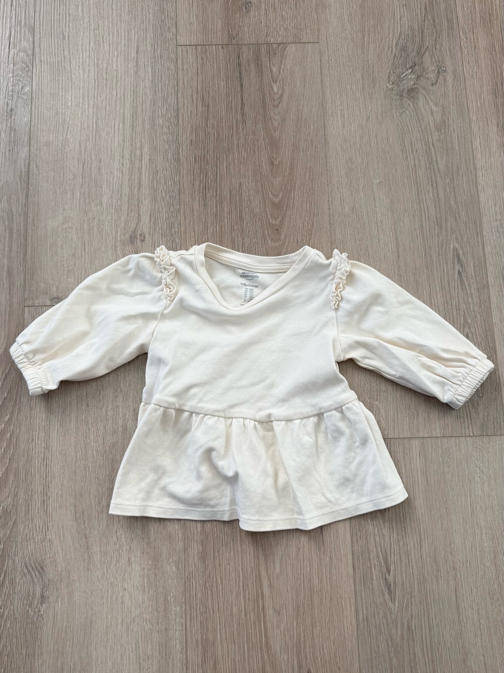 Amazon Essentials Cream Peplum Long-Sleeve Top for Girls